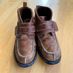 Polo Jean Co Leather Boots Ralph Lauren Brown Hook Loop Strap Men's 10.5D